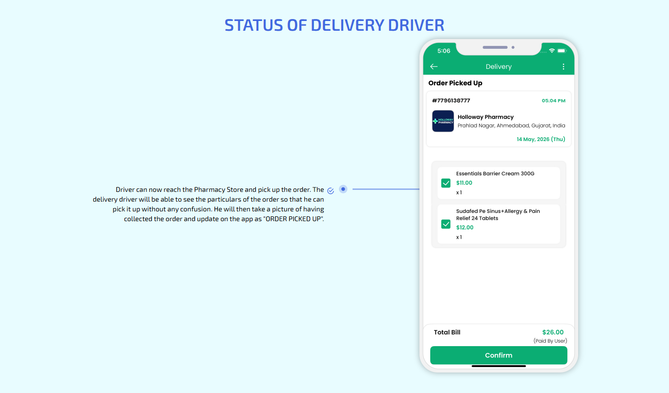 Status of Delivery Driver